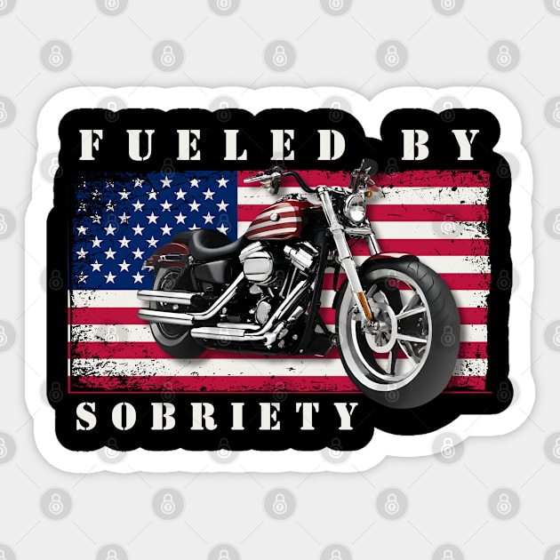 Vintage Biker Fueled By Sobriety Sticker by SOS@ddicted